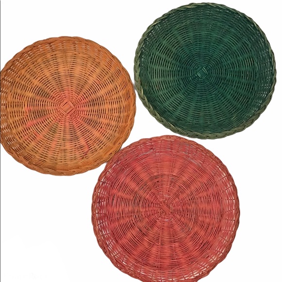 Other - Vintage Colored Woven Wicker Wall Decor